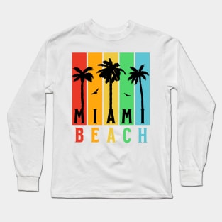 Colorful Miami beach palm tree Long Sleeve T-Shirt